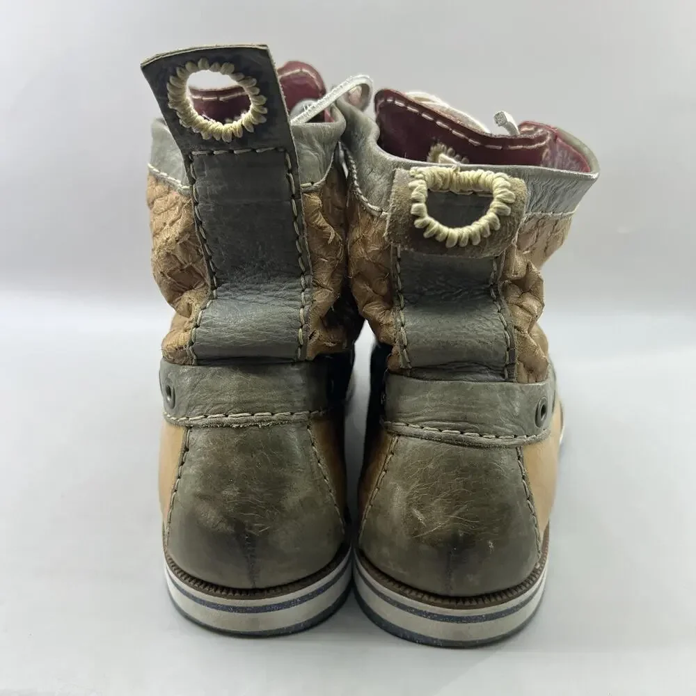 Cole Rood & Haan Co Chukka Boots Men Size 13 Brown Woven Leather Square Toe Shoe
